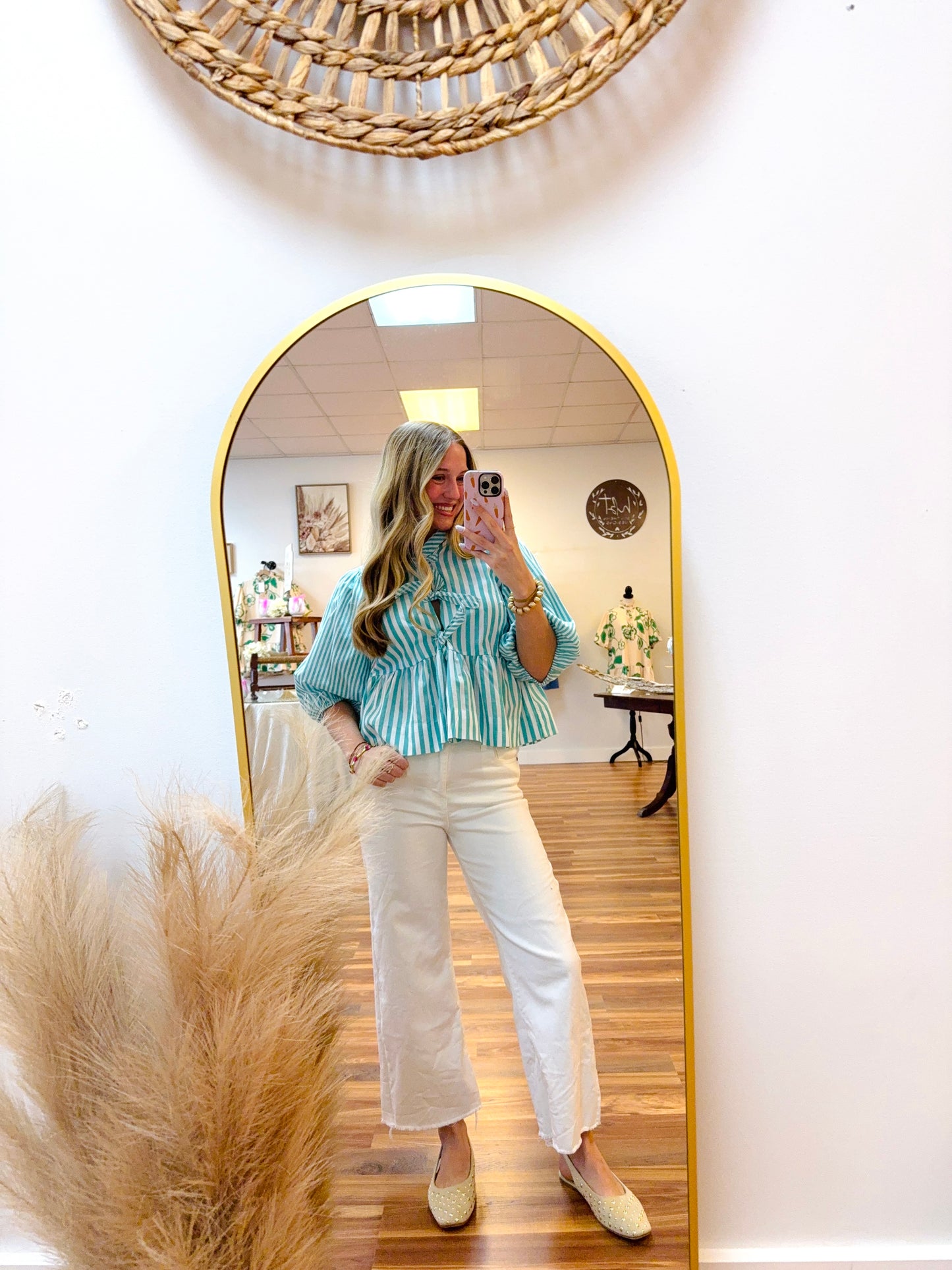 Green Striped Blouse