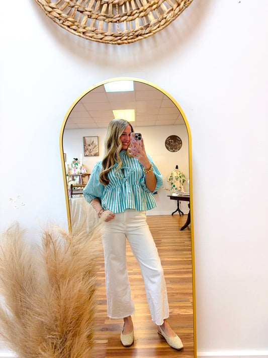 Green Striped Blouse